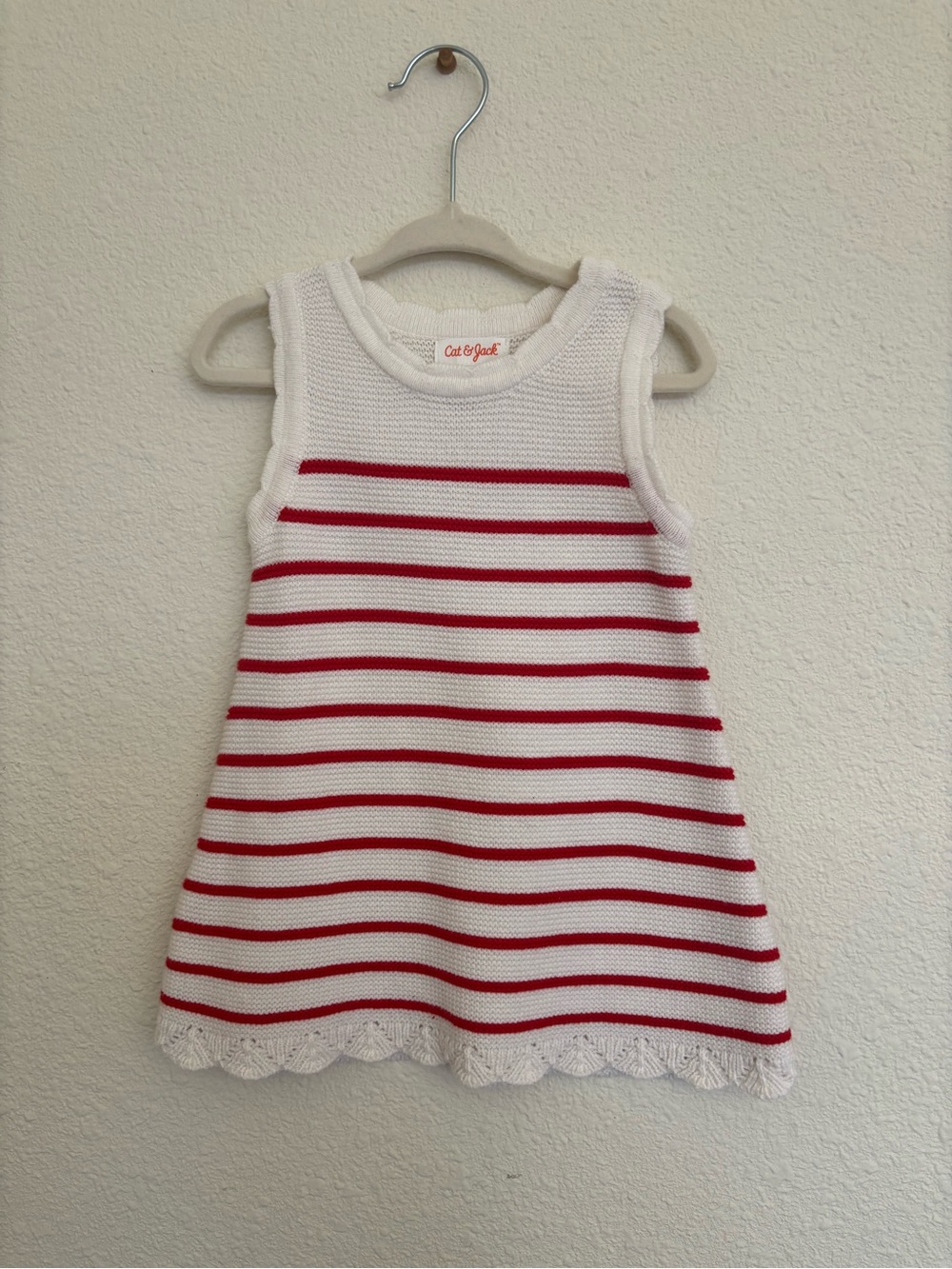 Cat & Jack White and Red Striped Knit Sundress